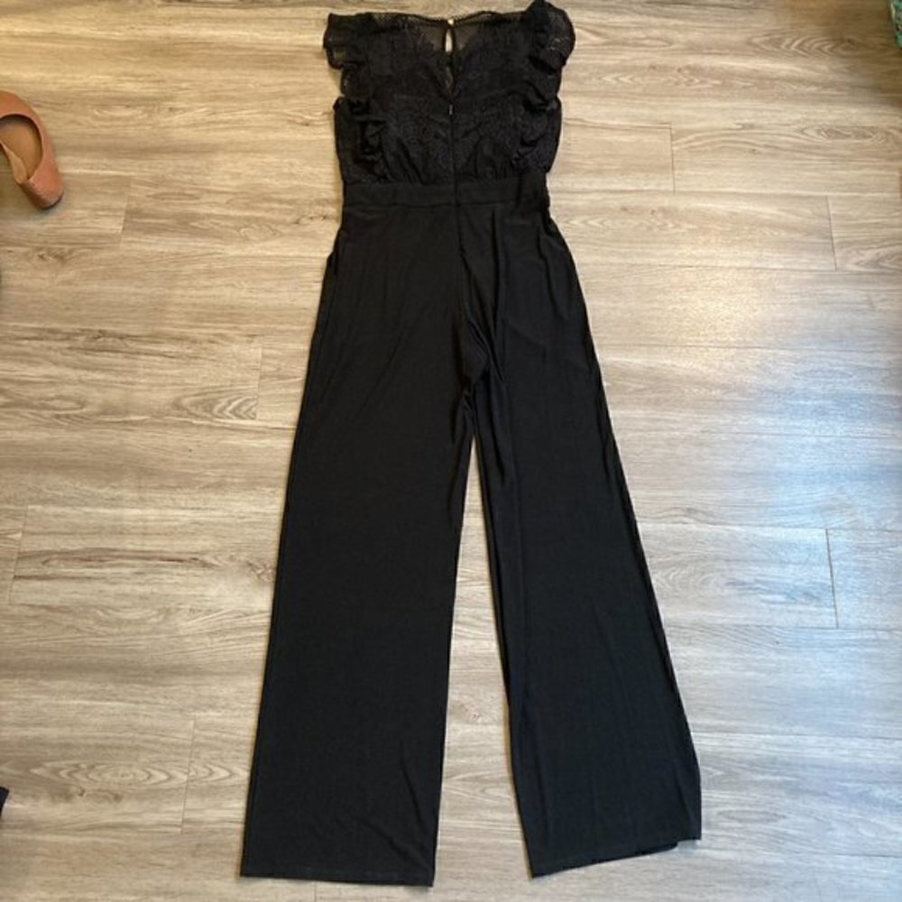 Julia Jordan Black Lace Bodice Jumpsuit Size 4 - Picture 9 of 11
